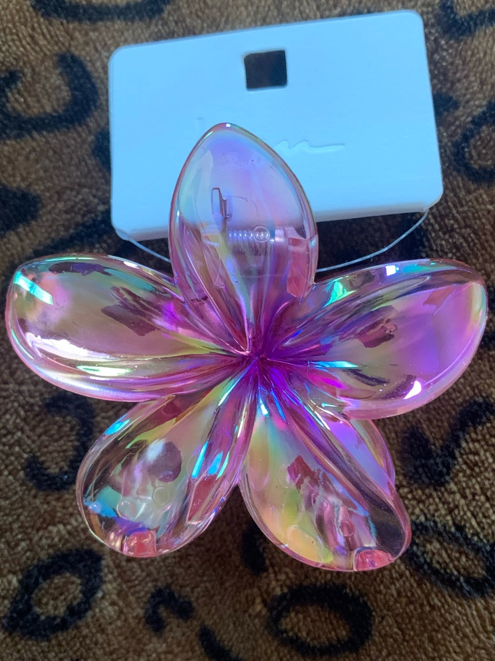Iridescent Pink Flower Hair Clip - Women's Accessory